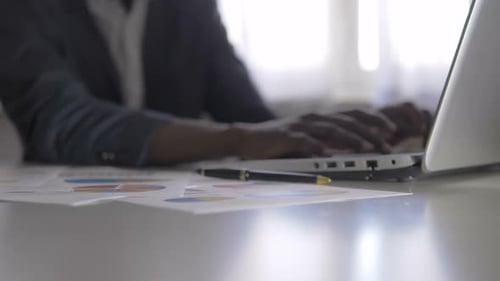 american black business man's hands using laptop - Hardworking, business
