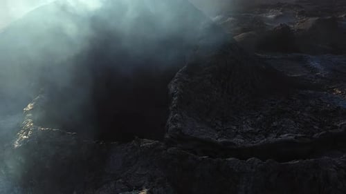 Smokey Dormant volcano aerial view, Mount Fagradalsfjall, Iceland