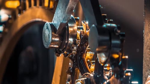Metal Pieces Moving In A Clock Tower