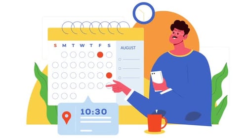 Flat Design Animation: Person Marking Dates on Calendar
