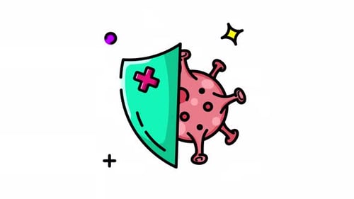 Animated Of a shield protecting from a virus.
