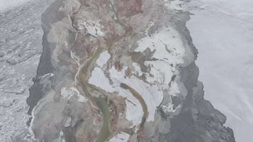 Aerial view of yellow river iceland in Iceland