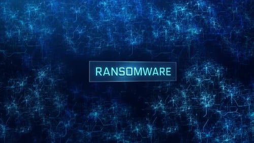 Conceito de ransomware sobre fundo de redes escuras de computadores
