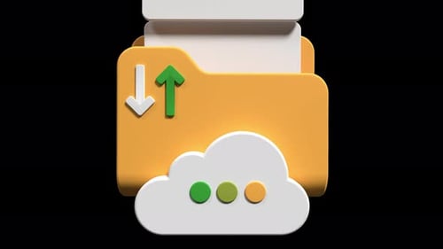 Animated Cloud Folder Icon for Data Sync and File Transfer