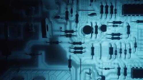 Blue Circuit Board Close-Up for Technology Themed Projects