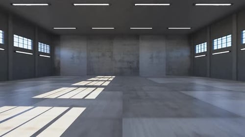 Manufacturing plant Large warehouse Space for displaying industrial products Industrial background.