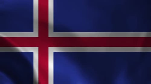 Seamless Loop Animation of Waving Iceland National Flag