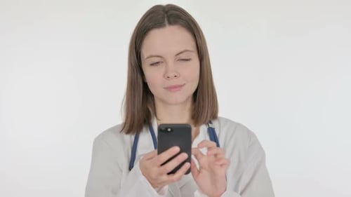 Friendly Doctor using Smartphone in Clinic
