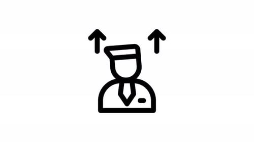 Animated Corporate Person Icon with Upward Growth Arrows