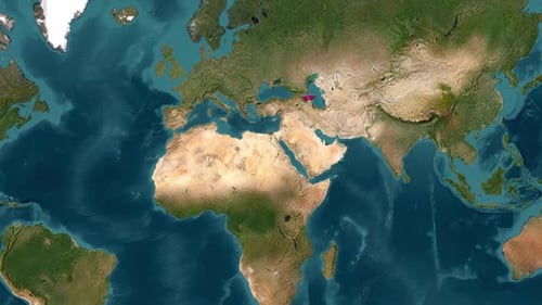 Animated World Map Zooming to Azerbaijan Flag Reveal