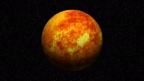 Animated Fiery Planet Rotating in Dark Space with Stars