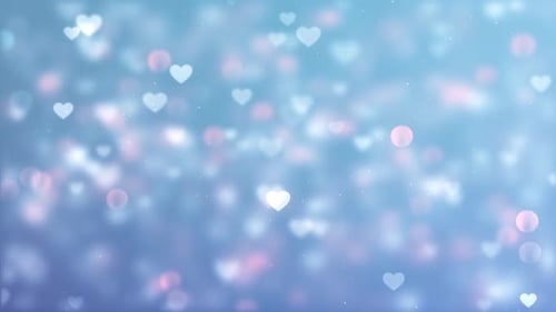 Romantic Floating Hearts and Bokeh Background Loop