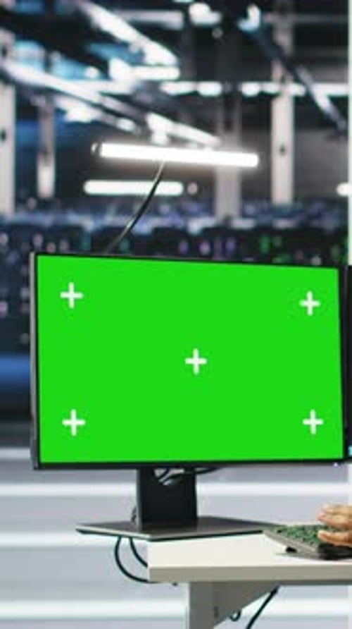 Vertical Video Data Center Admin Using AI Node Tree Software on Isolated Screen PC