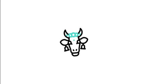 Sketch Animated Cow Head with Sparkling Bells Icon