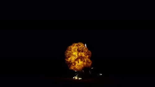 Collection Detonate : une détonation au centre du cadre, en bas, avec un nuage de feu ascendant et