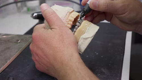 Dental Technician Marks Up a Dental Mold