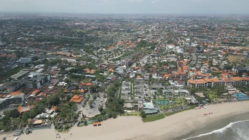 Drone view of Seminyak in southern Bali, Indonesia