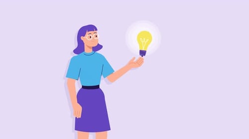 Flat Design Character Animation with Idea Lightbulb