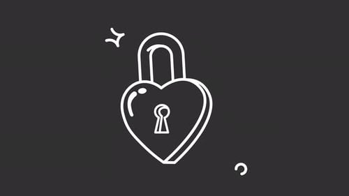 Animated Hand-Drawn Heart Lock Icon