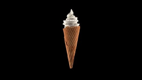 Rotating 3D Ice Cream Cone with Sprinkles