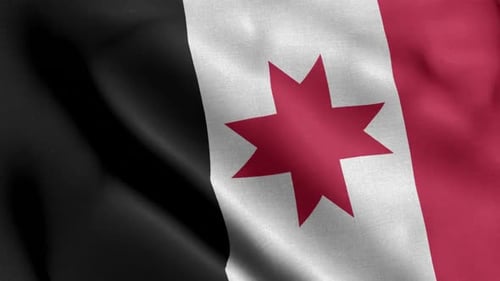 Realistic Waving Flag with Red Seven-Pointed Star