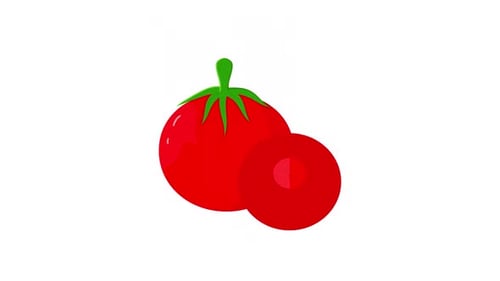 Animated Flat Design Tomato and Sliced Tomato Reveal