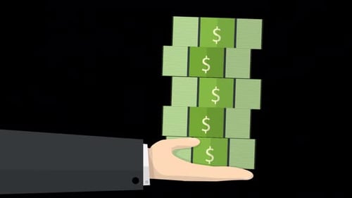 Hand tient des billets d'un dollar sur Alpha Channel