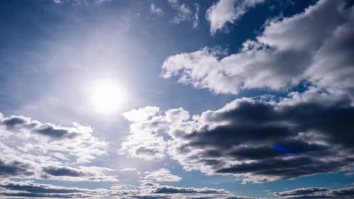 Timelapse of Cumulus Clouds Moves In The Blue Sky