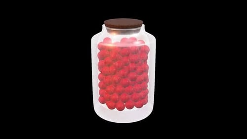 Tarro iluminado de bolas rojas