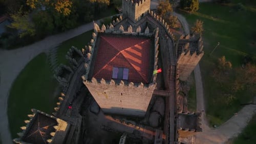 Aerial view of Guimaraes Castle, Portugal.