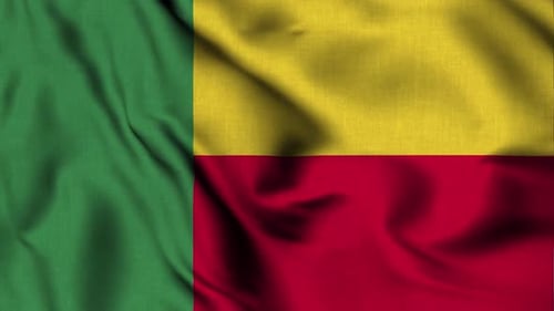 Benin Flag Waving with Realistic Fabric Texture