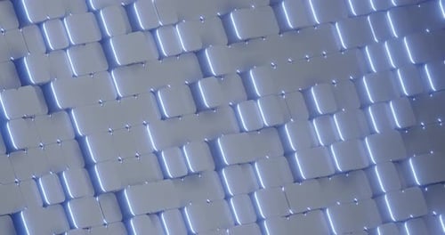 Les carreaux clairs avec des bords bleu clair se déplacent aléatoirement en boucle