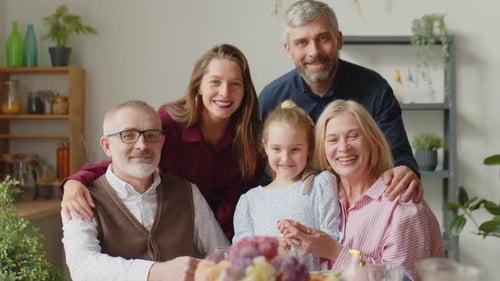 Portrait of Happy Family on Holiday Dinner