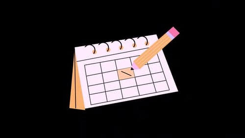 Animated Pencil Marking a Date on a Calendar
