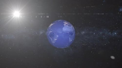 Rotating Earth with Global City Lights in Space
