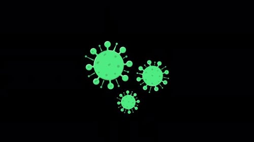 Animated Flat Design Viruses Floating On Black