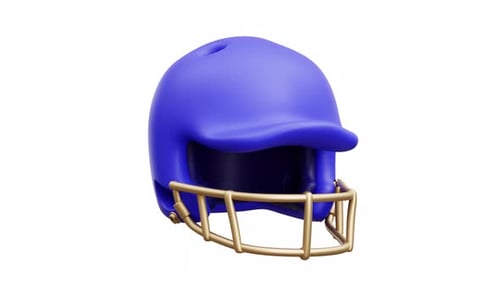 3d Animation American Football Helmet Sports Protective Gear Rotating Loop Blue