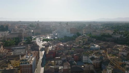 Aerial with of Piazza Del Popolo Large Square Surrounded with Historic Landmark