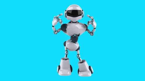 Fun 3D cartoon happy robot (with alpha channel)