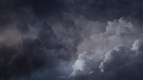 Storm Clouds and Lightning in Dark Sky