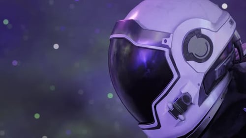Astronaut in Space Astronaut Helmet Close Up Universe and Outer Space in the Background 3d Animation