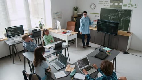 Teacher Explains Programming to Elementary School Students