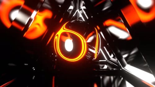 White And Orange Psychedelic Neon Core In The Infinite Tunnel Background Vj Loop In 4K