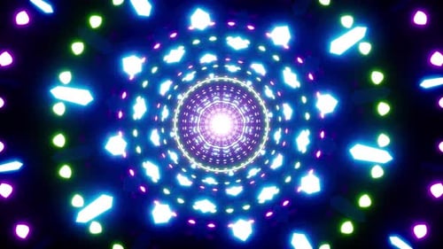 Futuristic Neon Light Tunnel Loop Background