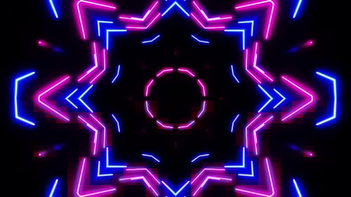 Animação dinâmica de túnel de néon com luzes azuis e rosa pulsantes