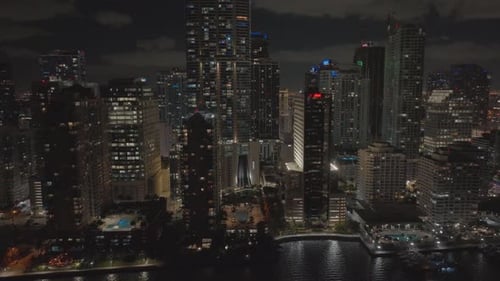 Brickell Miami USA. Night cityscape Miami Florida United States. Night aerial landscape of stunning