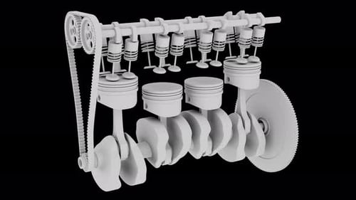 How a car engine works from the inside. Alpha Channel.