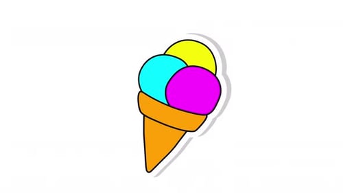 Animated Cartoon Ice Cream Cone Bouncing Sticker