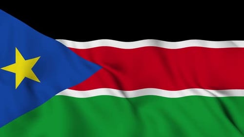 Waving Flag of South Sudan Realistic Fabric Animation