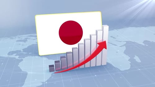 Japan Economic Growth Bar Chart Graph Rising Red Arrow